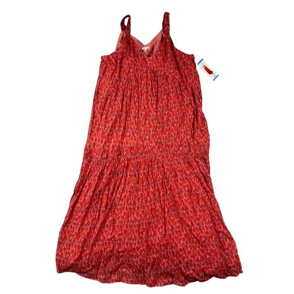 Joie Dress Womens Large Red Tea Rose Floral Relaxed Fit Sleeveless V-neck Casual - Picture 1 of 16